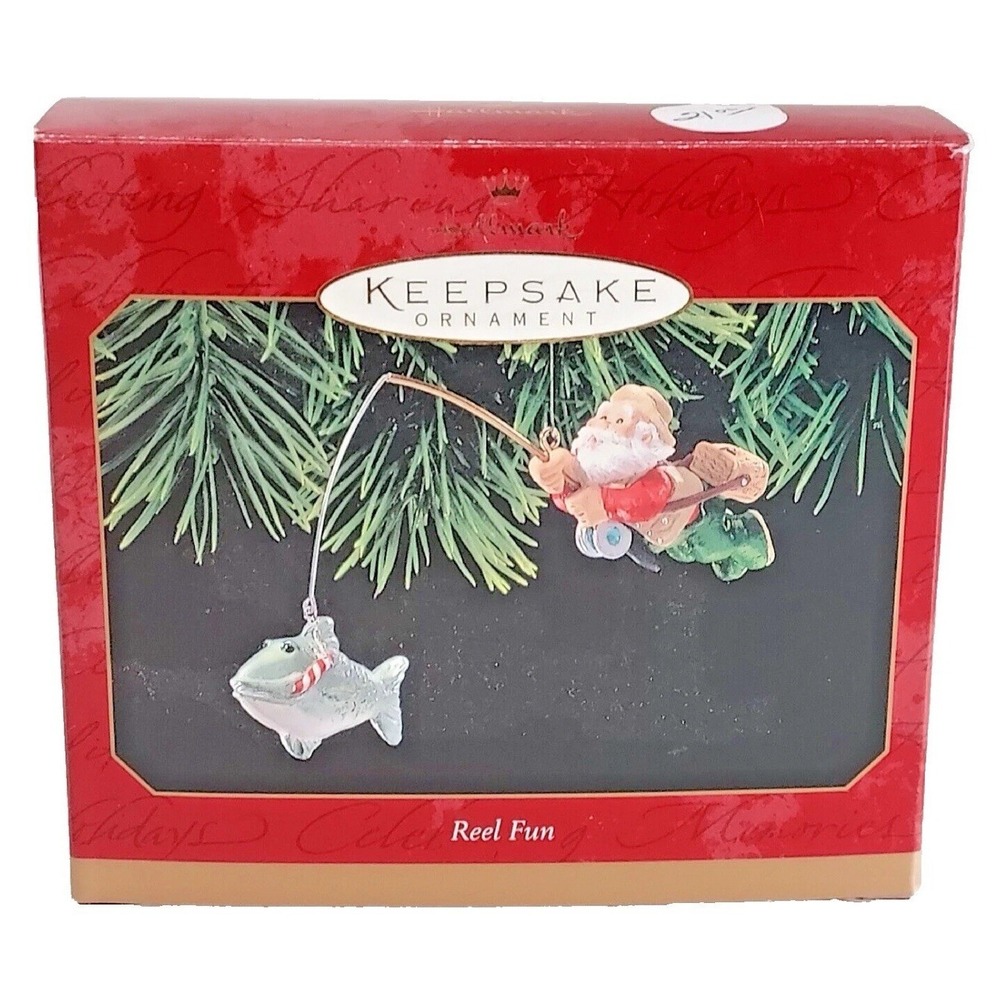HALLMARK‎ KEEPSAKE ORNAMENT Reel Fun 1999 Santa Fishing